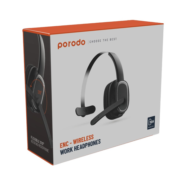 Porodo ENC Wireless Work Headphone, PDMHDMPBK