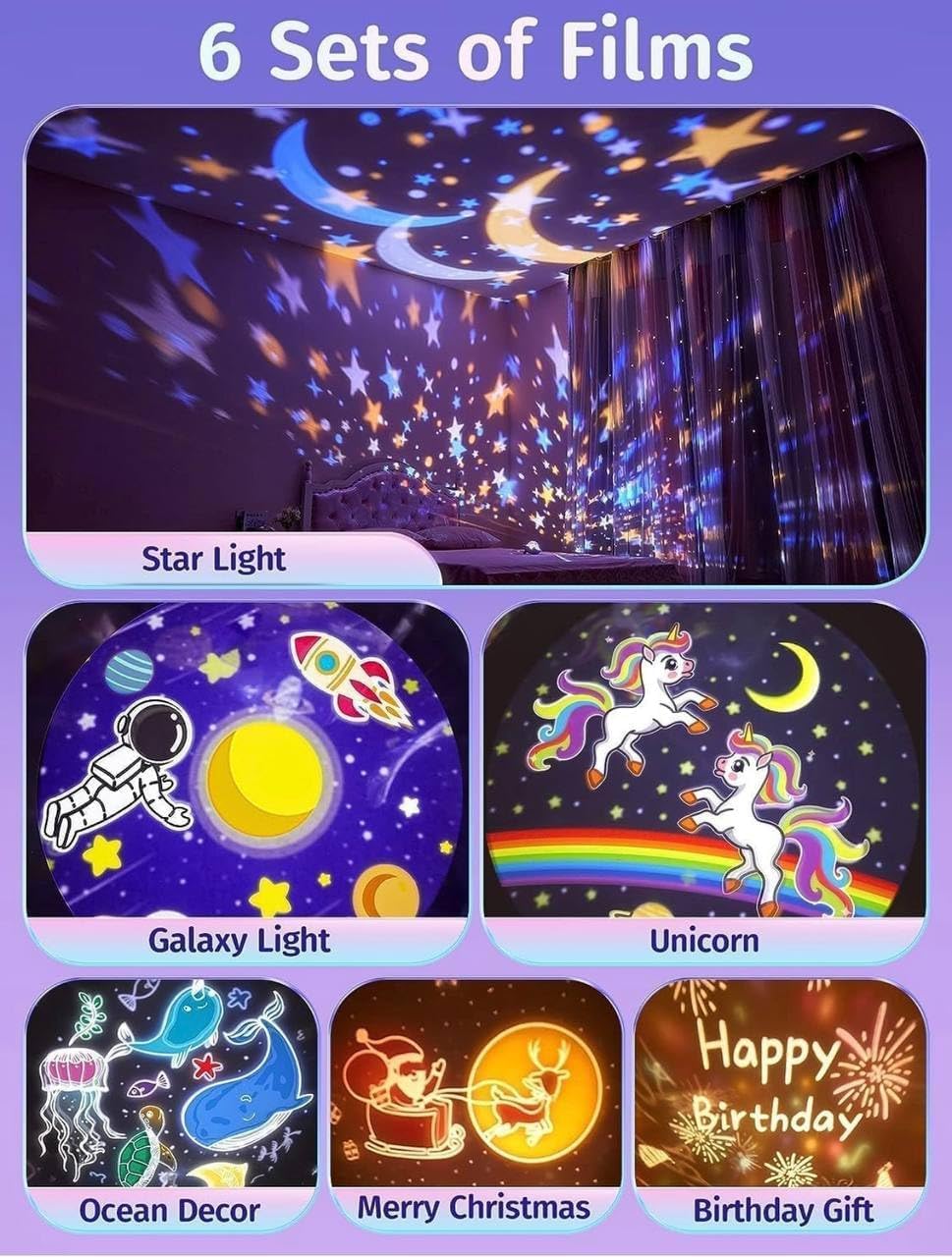 360° Projector Lamp with Films & Colors