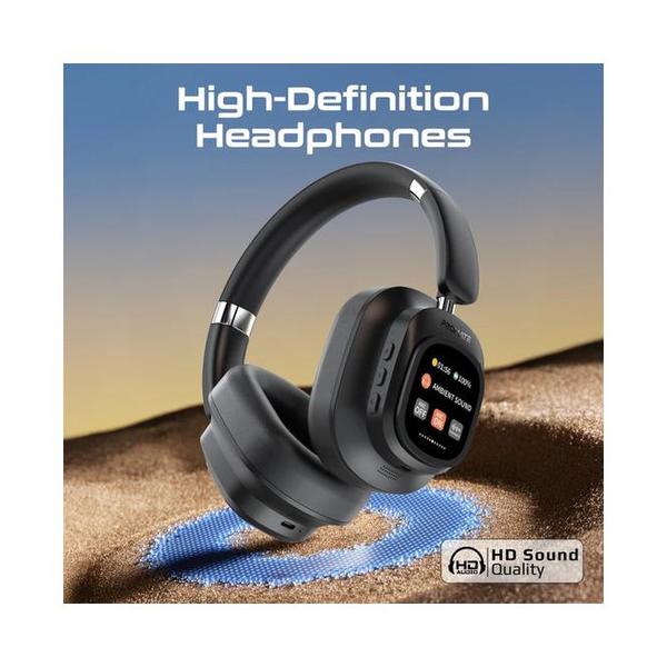Promate VuTune High-Definition Hybrid ANC Headphones with Detachable Magnetic LCD Touch Screen Controller