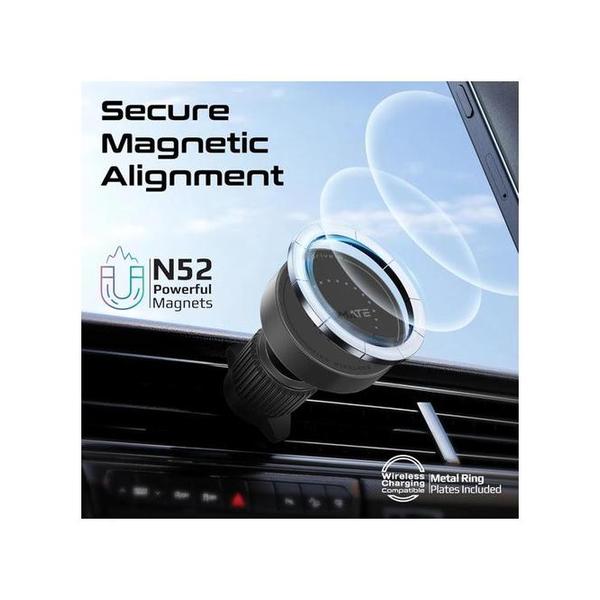 Promate MagDrive-R 15W MagSafe Compatible Car Wireless Charger with Retractable Cable