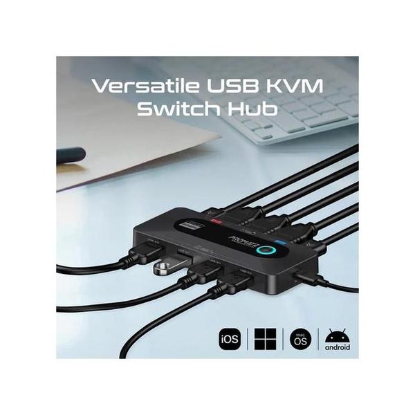 Promate MEDIASWITCH-KVM K/60HZ KVM Switch with USB 3.0 Expansion