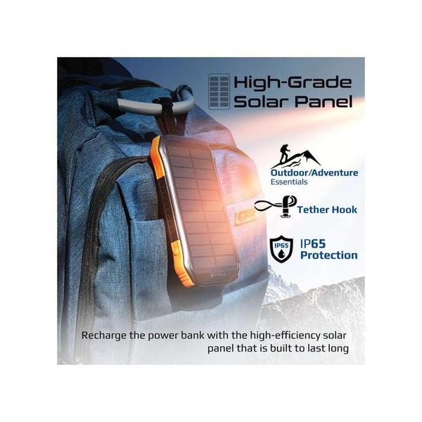 Promate SolarTank-10PDQi 10000mAh Rugged EcoLight™ Solar Power Bank