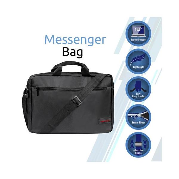 Promate GEAR-MB Premium Lightweight Messenger Bag for Laptops up to 15.6” with Front Storage Zipper
