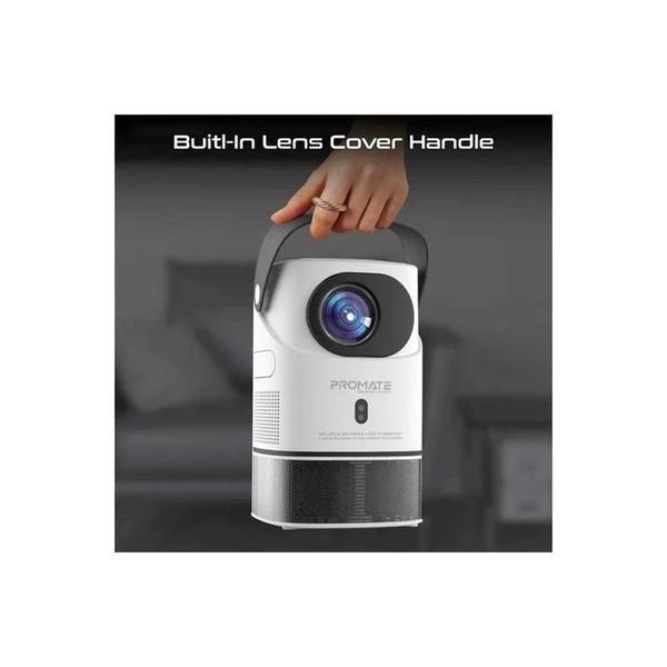Promate BEAMER-A250.EU 4K Ultra HD Wireless LCD Projector with Built-In Speaker & Monopod Stand