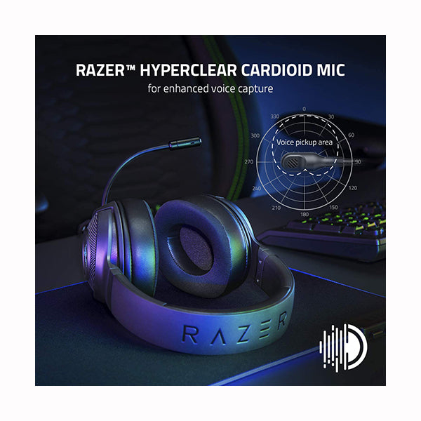 Razer Kraken V3 X Gaming Headset: 7.1 Surround Sound - USB - HyperClear Bendable Cardioid Mic - Chroma RGB Lighting - for PC - RZ04-03750300-R3M1