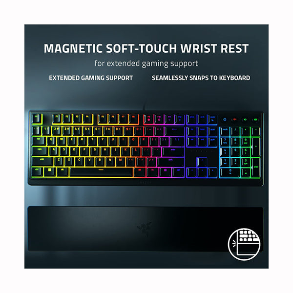 Razer Ornata V3 Gaming Keyboard: Low-Profile Keys - Mecha-Membrane Switches - 10-Zone RGB Lighting - Spill-Resistant - Magnetic Wrist Wrest - RZ03-04460100-R3M1