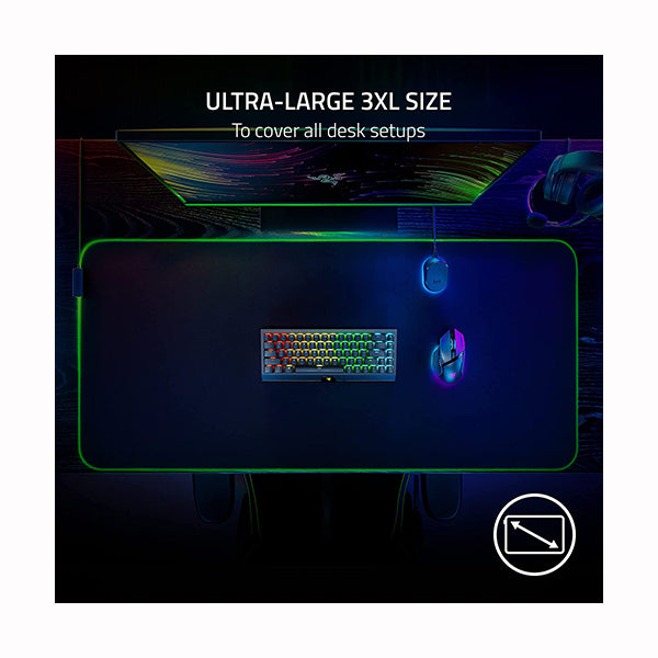 Razer Goliathus Chroma 3XL Gaming Mouse Pad: Micro-Textured Cloth Surface - Large to Cover Desk Setup - Chroma RGB - Optimized for All Sensitivity Settings and Sensors - Non-Slip Rubber Base - RZ02-02500700-R3M1
