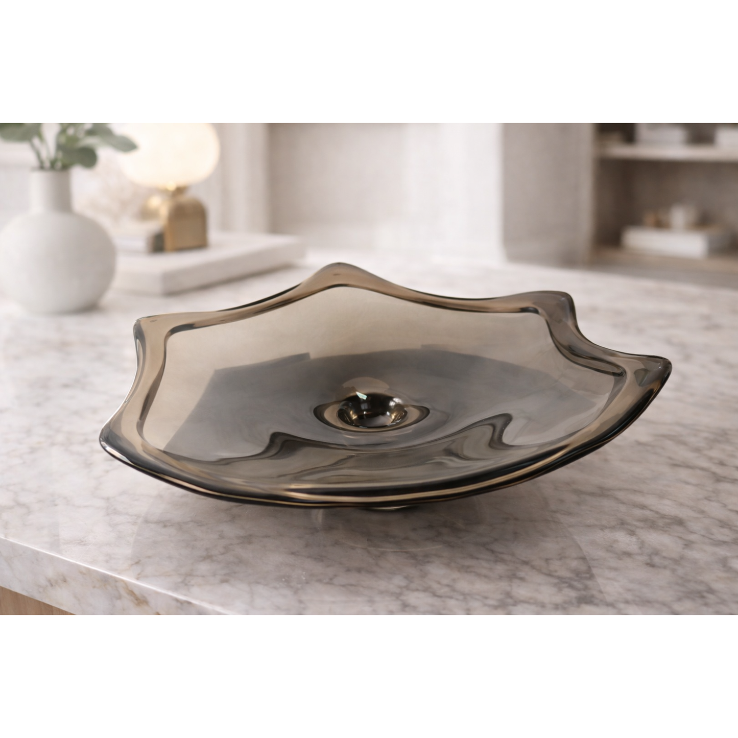 MODERN LARGE GLASS SERVING TRAY