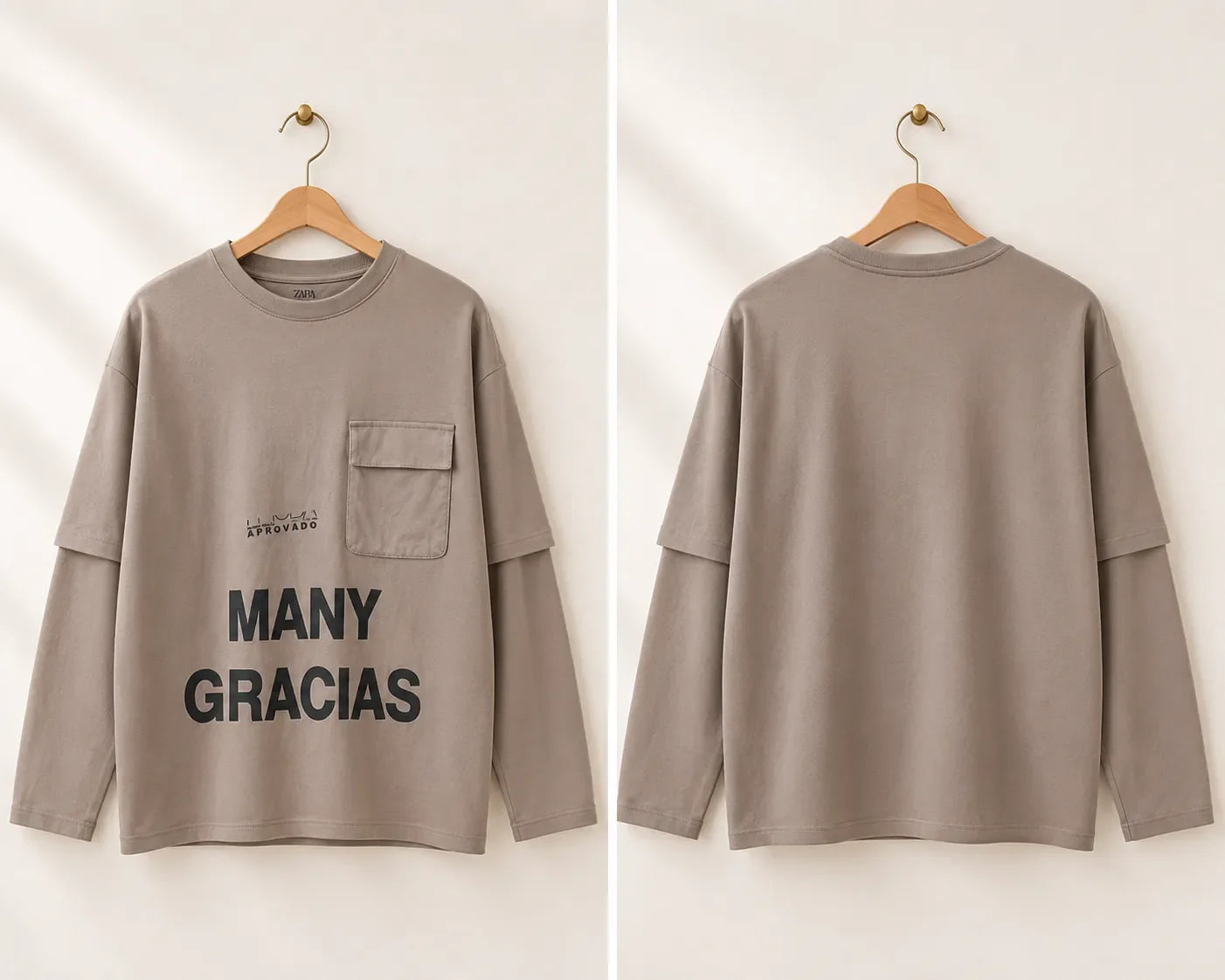 Zara Boy's Beige Front Print With Chest Pocket Long Sleeve Blouse | Zara In Lebanon