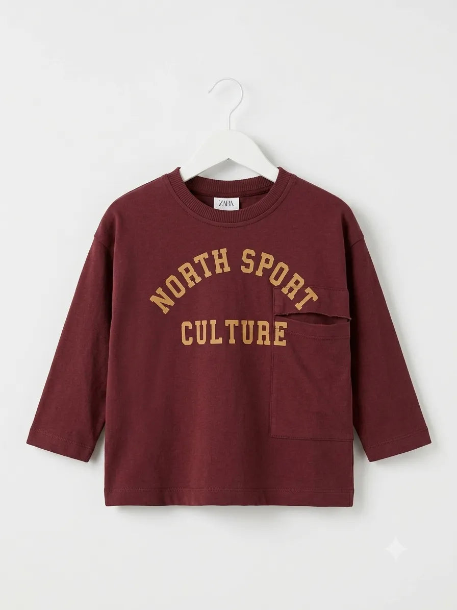 Zara Boy's Dark Burgundy Long Sleeve Blouse | Zara In Lebanon