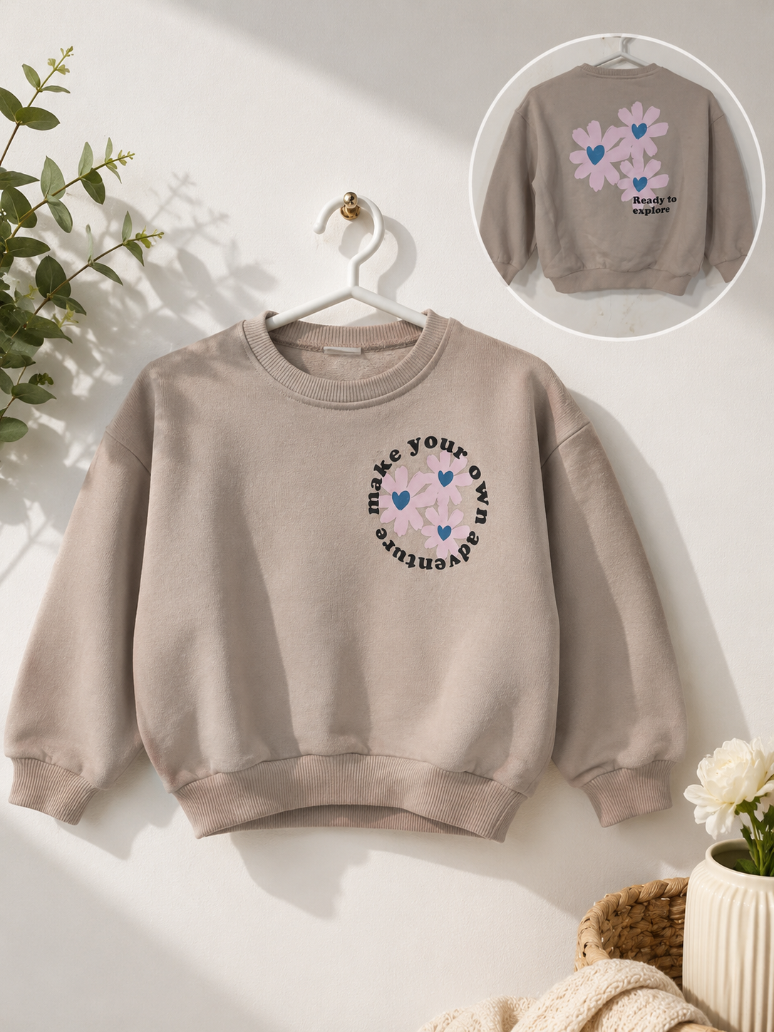 Zara Girl's Beige Back Printed Sweatshirt | Zara In Lebanon