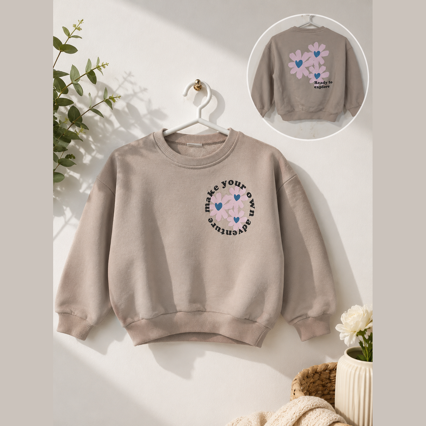 Zara Girl's Beige Back Printed Sweatshirt | Zara In Lebanon