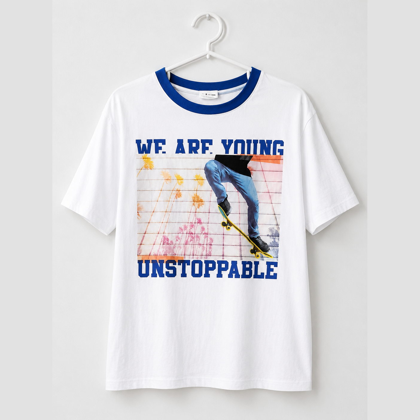 Zara Boy's White Chest Printed T-Shirt | Zara In Lebanon