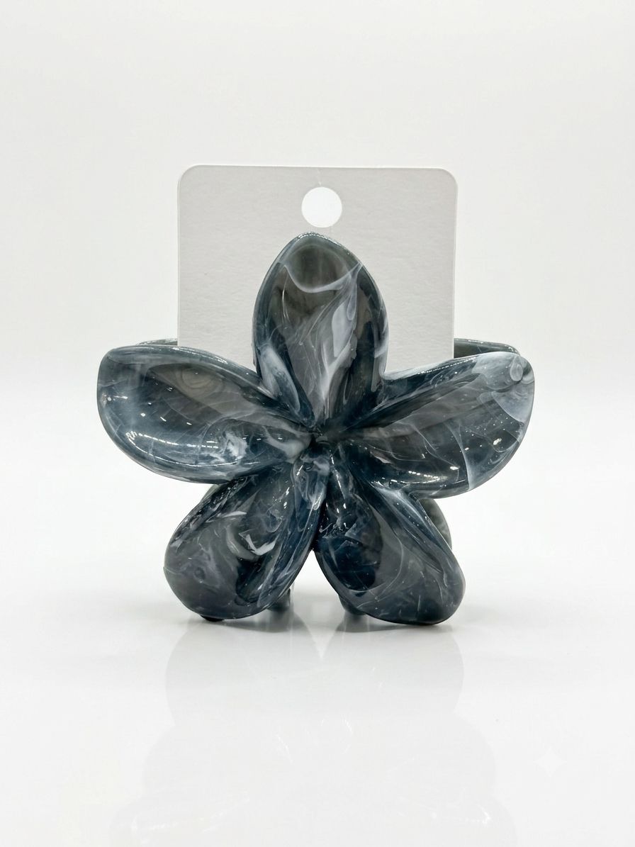 High-Grade Bauhinia Shark Clip Hairpin Daily Use Female Marble Plumeria Hair Clip Party Style Cross-Border Wholesale
