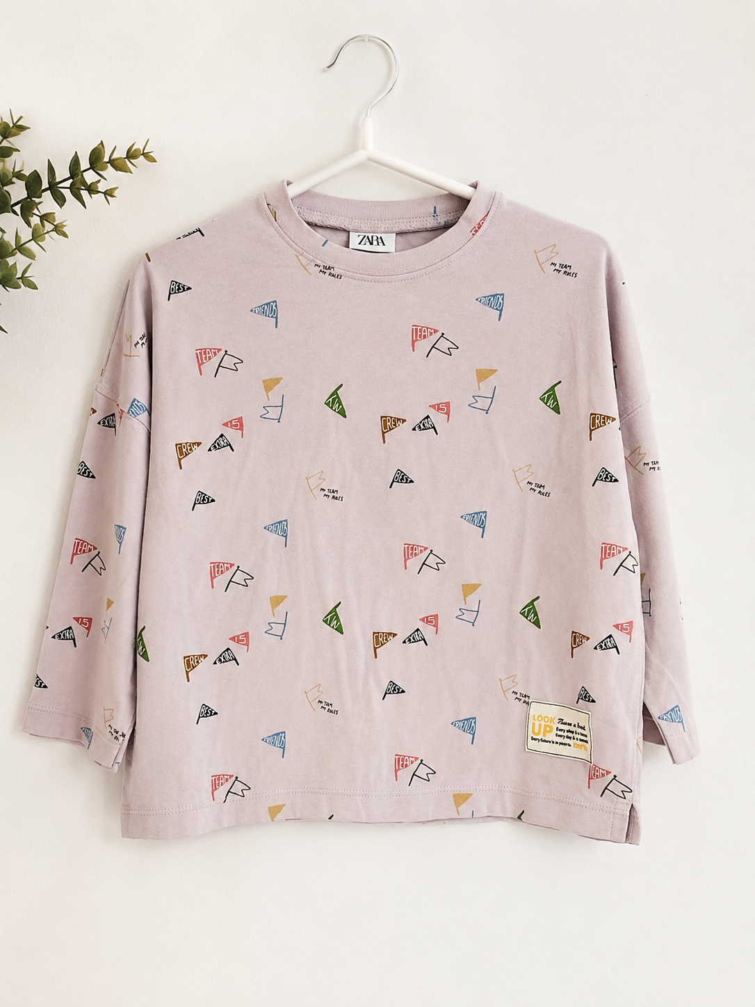 Zara Boy's Beige Flags Printed Long Sleeve Blouse | Zara In Lebanon