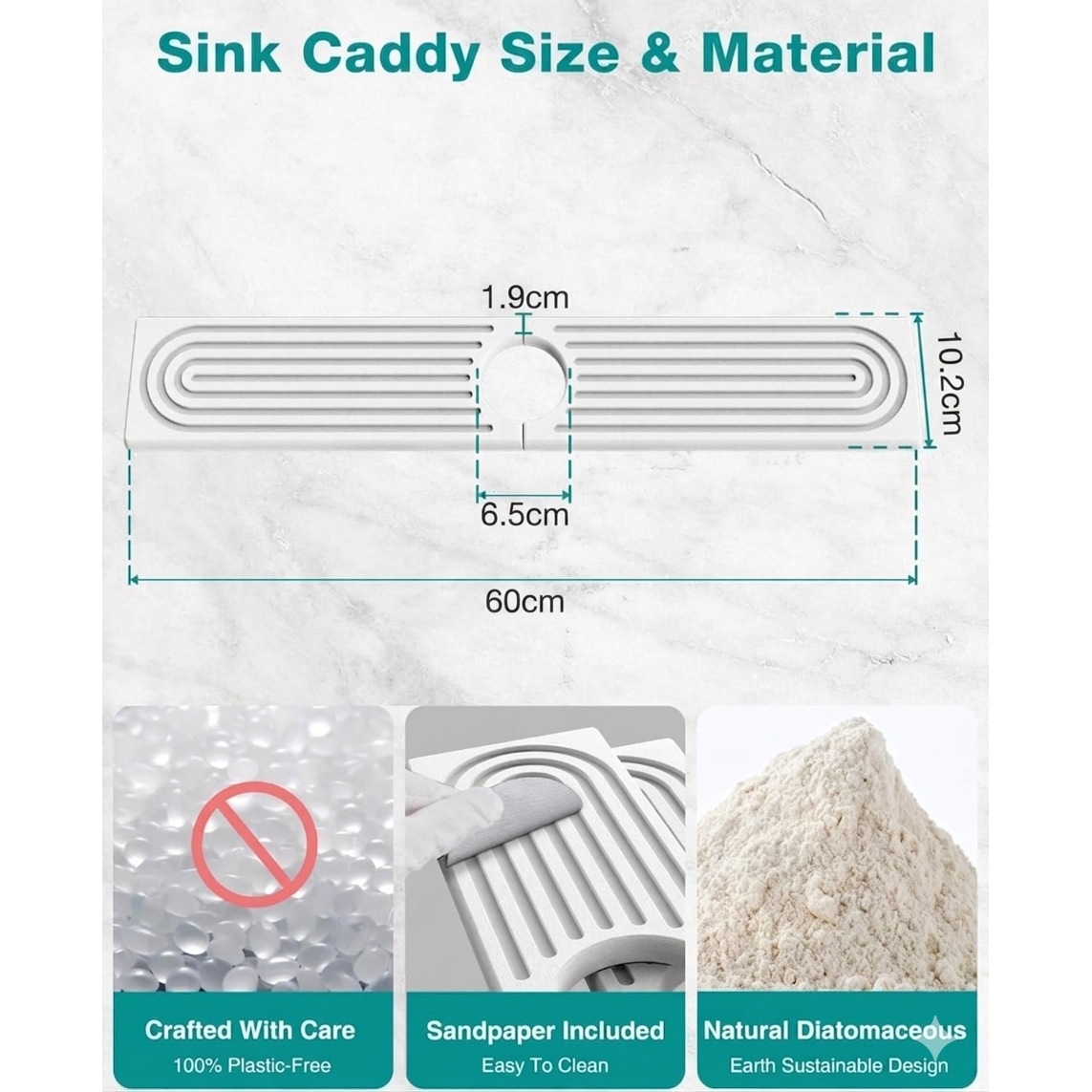 Diatomite Stone Fast Drying Faucet Mat for Sink