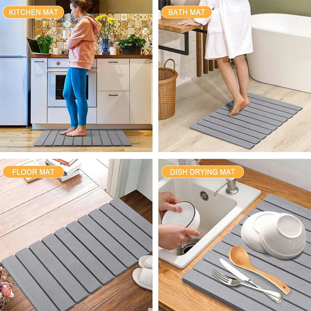 GREY DIATOMITE STONE KITCHEN COUNTER DRYING MAT
