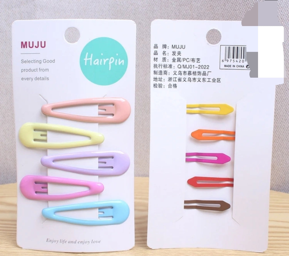 5-Piece Set of Sweet Candy Color Metal Hair Clips for Girls Dripping Baby Hair Accessories for Kids Value Pack