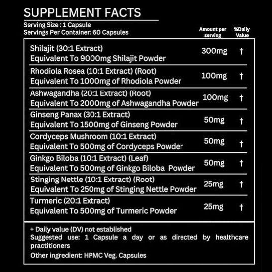 Shilajit Rhodiola Ashwagandha
