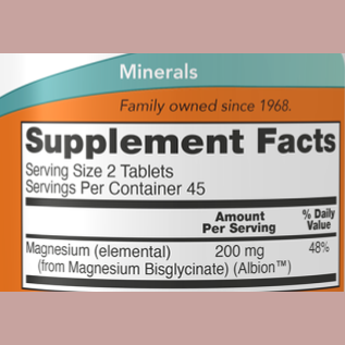 Magnesium Glycinate Now 90 Tablets