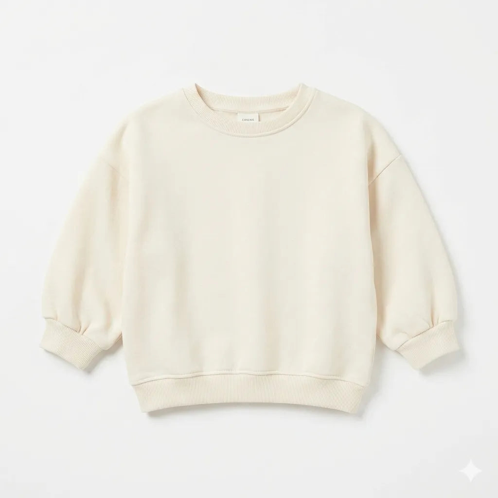 Zara Girl's Cream Plain Crew Neck Long Sleeve Sweatshirt|Zara in Lebanon