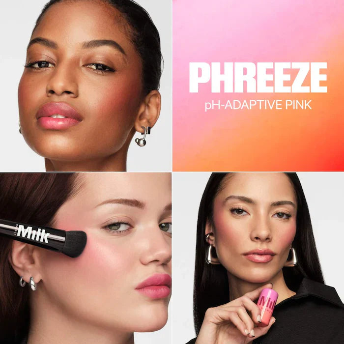 MILK MAKEUP
Cooling Water Jelly Tint Lip + Cheek Blush Stain. Color: Phreeze - pH-adaptive pink