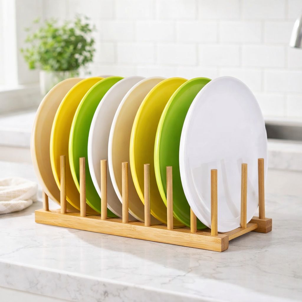 7 Compartments Bamboo Rack