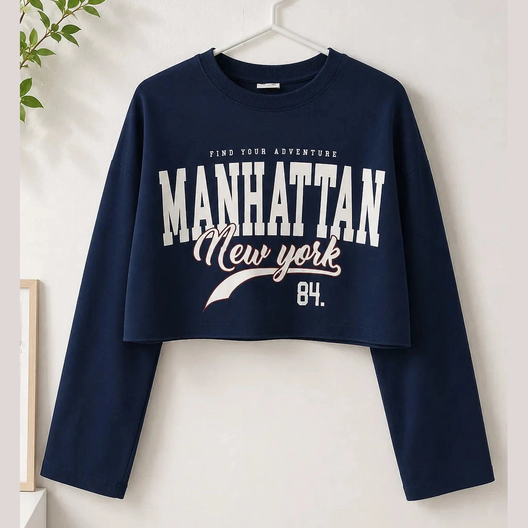 Zara Girl's Navy Long Sleeve Cropped Blouse | Zara In Lebanon
