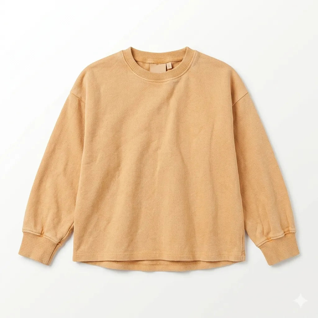 Zara Girl's Soft Peach Pullover Long Sleeve Crew Neck Blouse|Zara in Lebanon