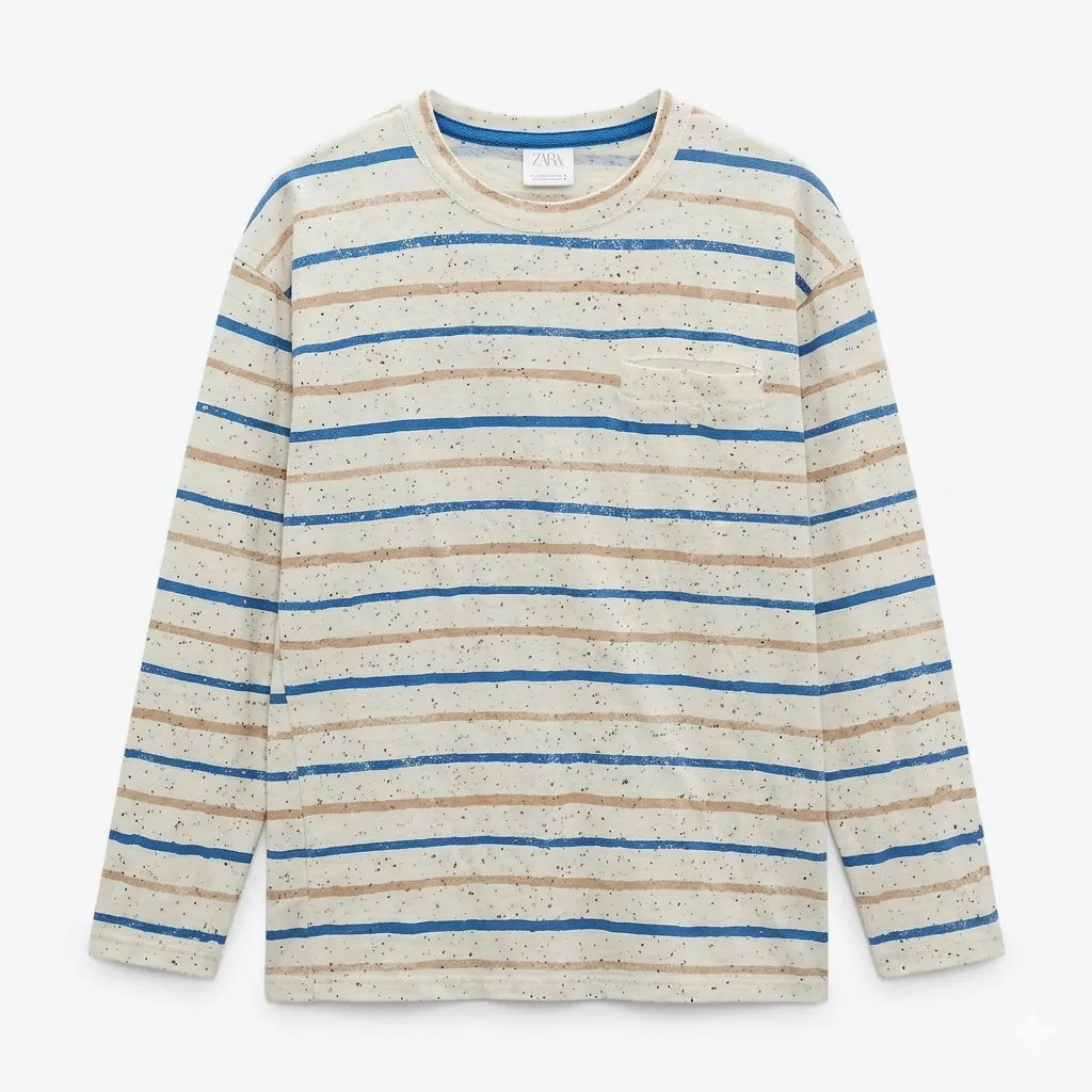 Zara Boy's Multicolor Striped Chest Pocket Long Sleeve Blouse|Zara in Lebanon