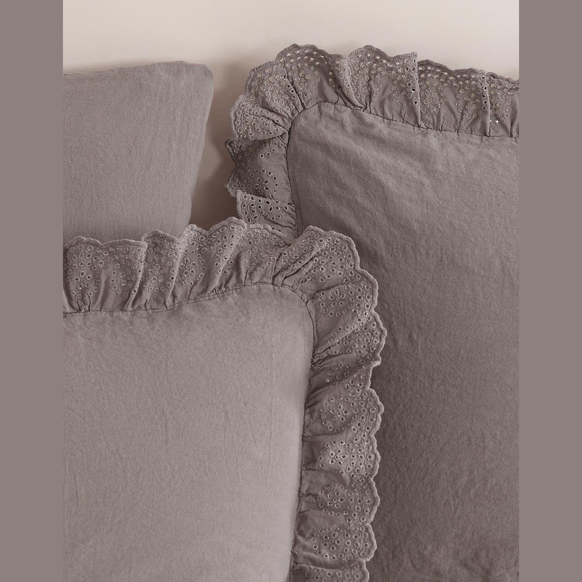 Romantica Double Embroidered Duvet Cover Set - Smoke