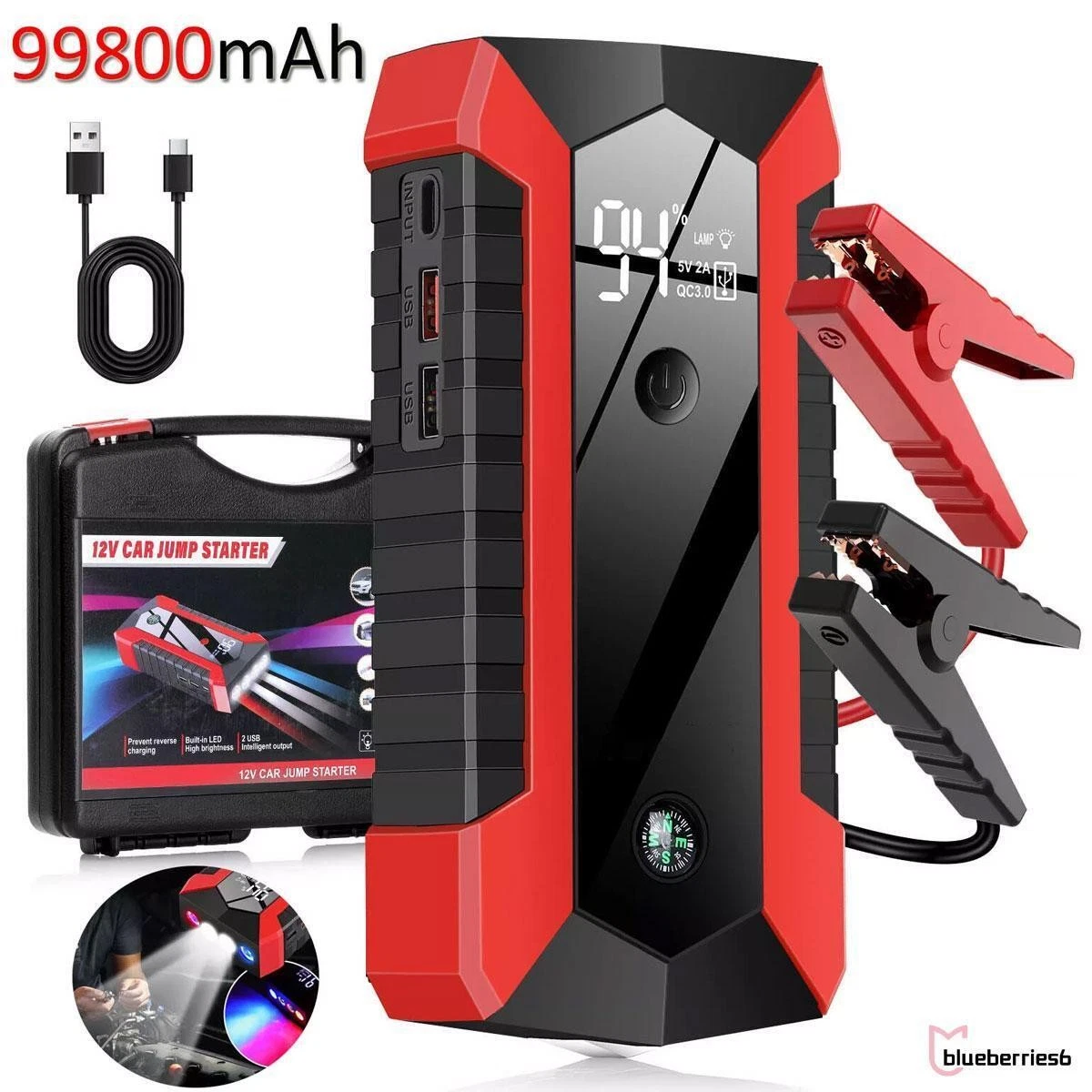 Portable Car Jump Starter Power Bank, Battery Booster Charger, Starting Device, Auto Emergency, Lighting Start-up, 12V - Medaid International
