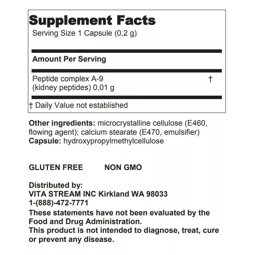 A-9 Pielotax Original Khavinson Natural Kidney Peptide Bioregulator 20 capsules - Medaid International