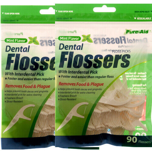 Pure-Aid Dental Flossers Mint Flavor 90ct - Medaid International