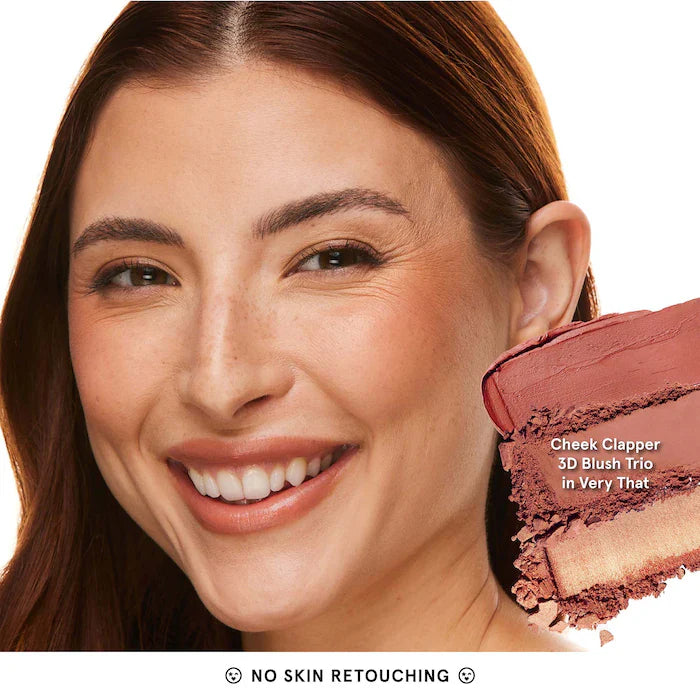 ONE/SIZE by Patrick Starrr Cheek Clapper 3D Blush Trio Palette Color: Very That - Soft Nude Rosy Mauve Trio