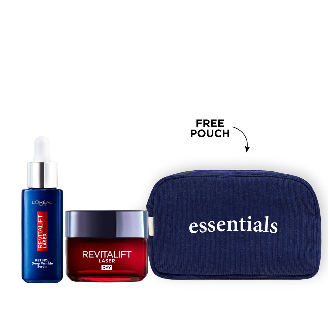 L'Oréal Paris Revitalift Laser Day Cream & Night Serum Bundle + Free Pouch