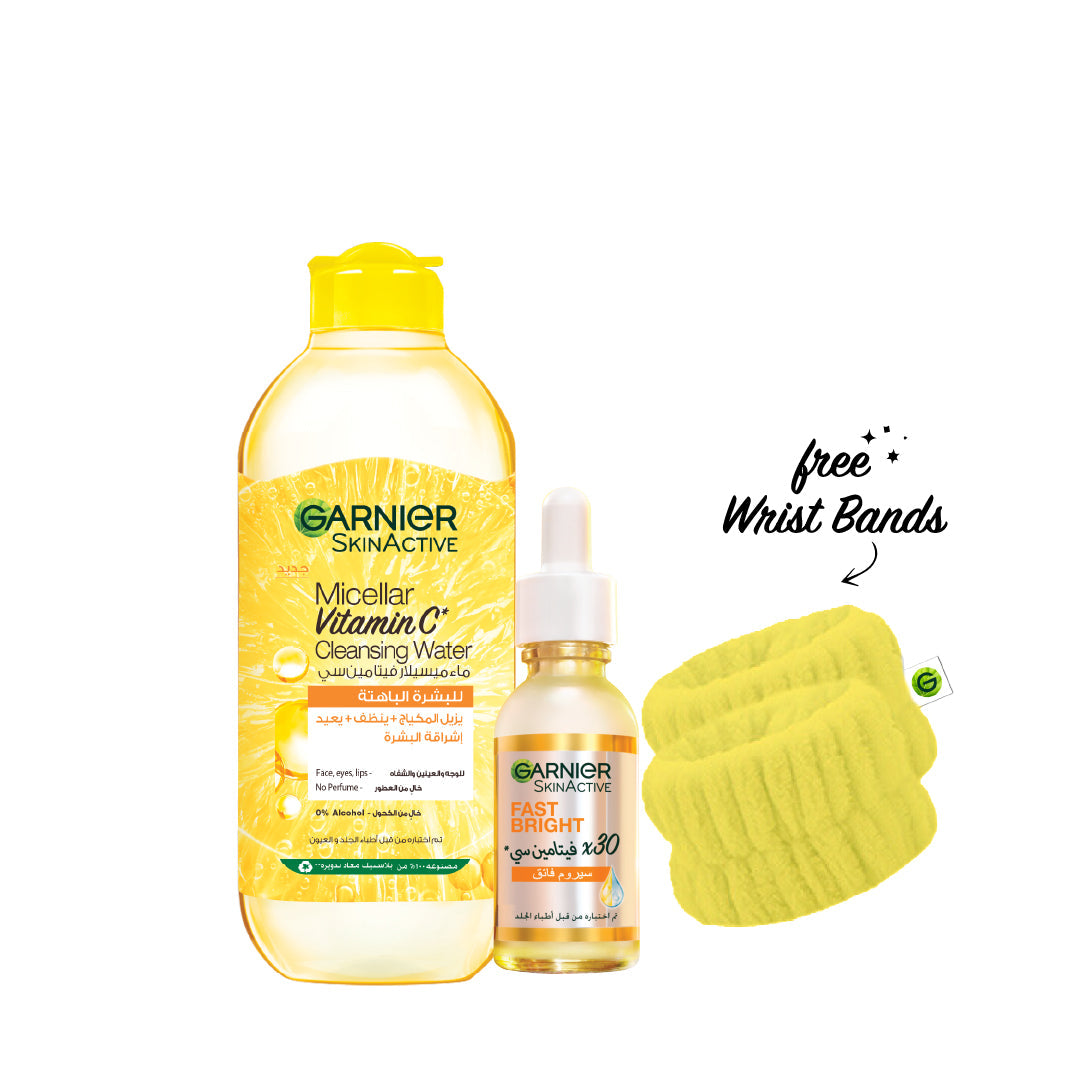 '-15% FREE Wrist Band Garnier 400mL Vitamin C Micellar Water + Vitamin C Serum - Medaid International