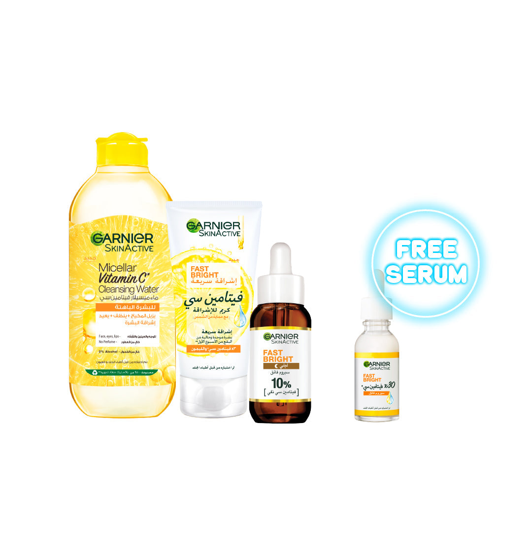Garnier Fast Bright Vitamin C Routine Bundle At 25% Off + Free Serum