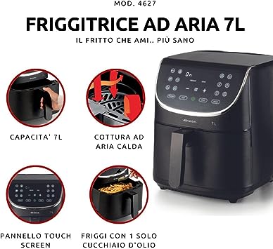 Ariete Digital Air Fryer 7L, Black Matt,1800W