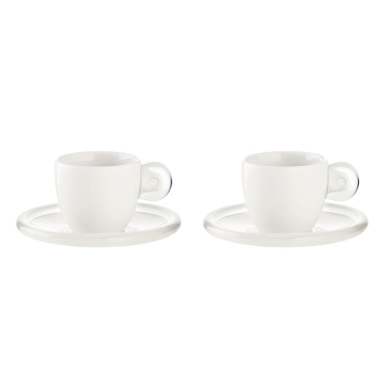 Guzzini SET 2 ESPRESSO CUPS WITH SAUCERS GOCCE Clear
