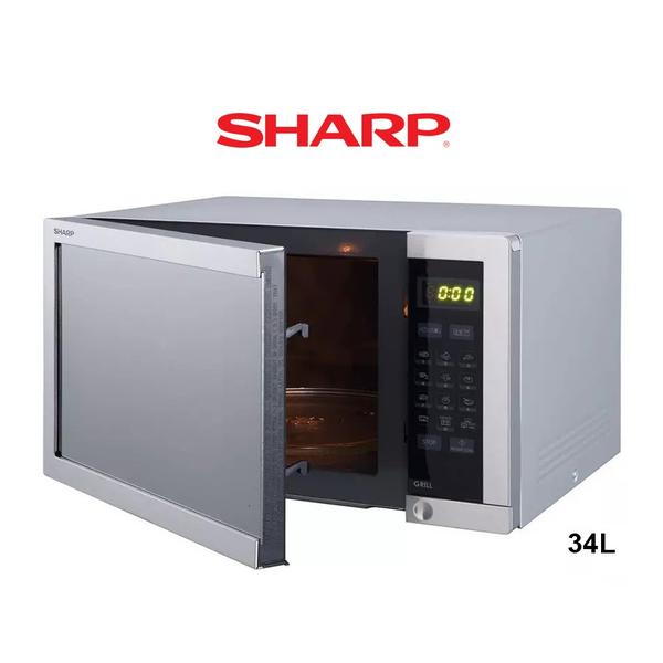 Sharp 34 Liters 1100 Watts Stainless Steel Digital Combination Microwave Oven with Grill, Silver - R-77AT-ST