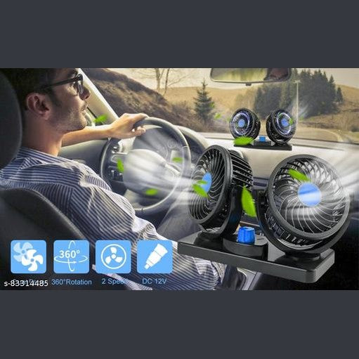 Dual Head Car Fan – Powerful Cooling with 360° Rotation مروحة سيارة برأسين ودوران 360°