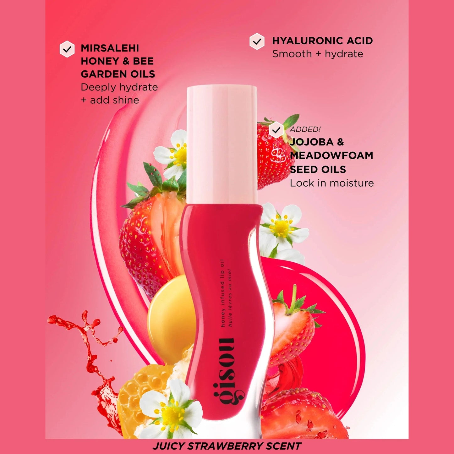 GISOU HONEY INFUSED LIP OIL - STRAWBERRY SORBET -