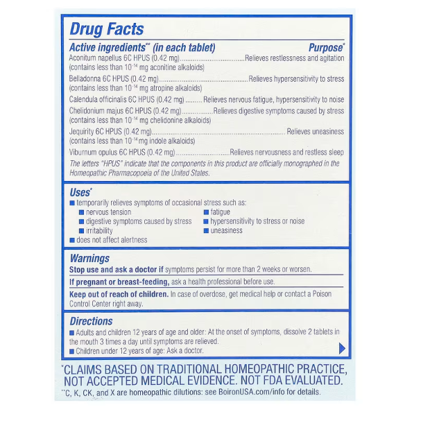 Boiron, StressCalm®, Unflavored, 60 Meltaway Tablets