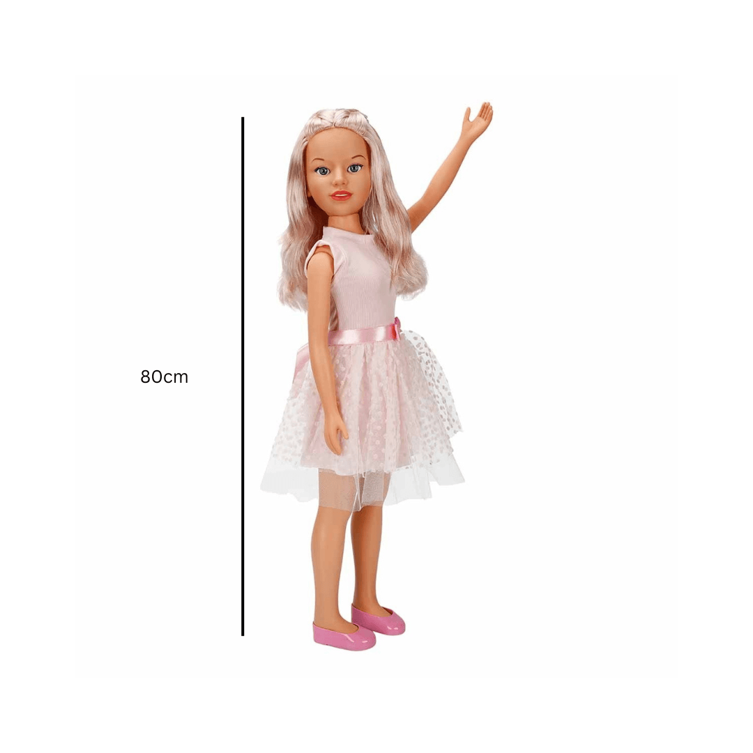 Clara Party Walking Doll 80cm – Pink or Blue Dress Options