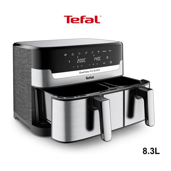 TEFAL Airfryer & Grill | Dual Easy Fry & Grill | 8.3L | Dual Drawers | 8 Pre-Set Cooking Programs | Dishwasher-Safe Parts | Dedicated App | EY905D40