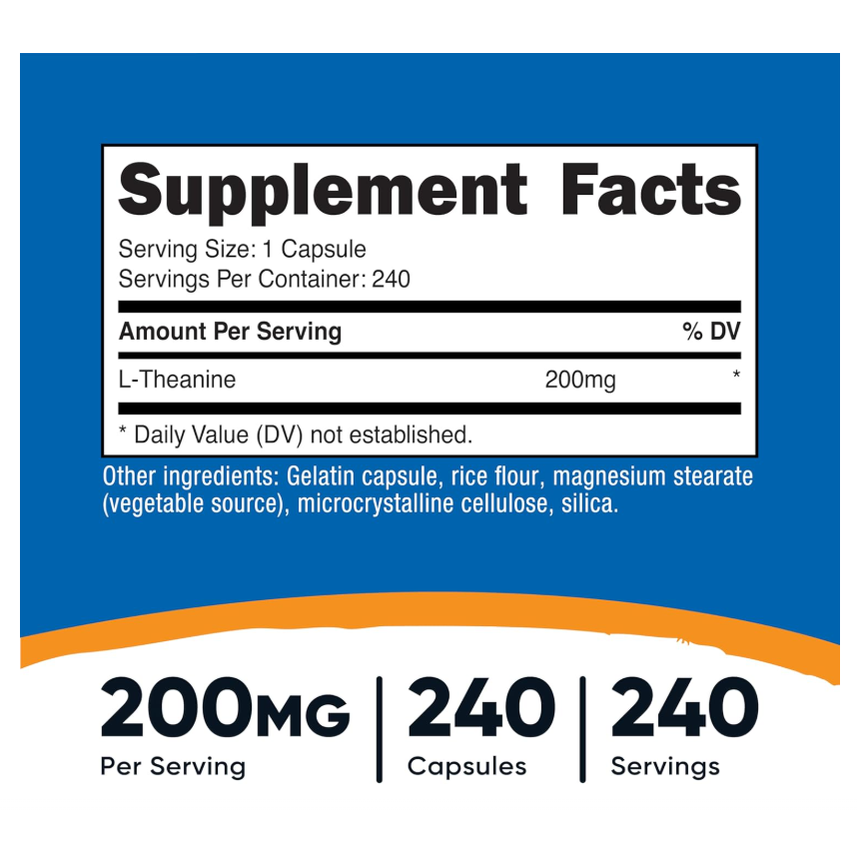 Nutricost L-Theanine 200mg Double Strength 240 Capsules