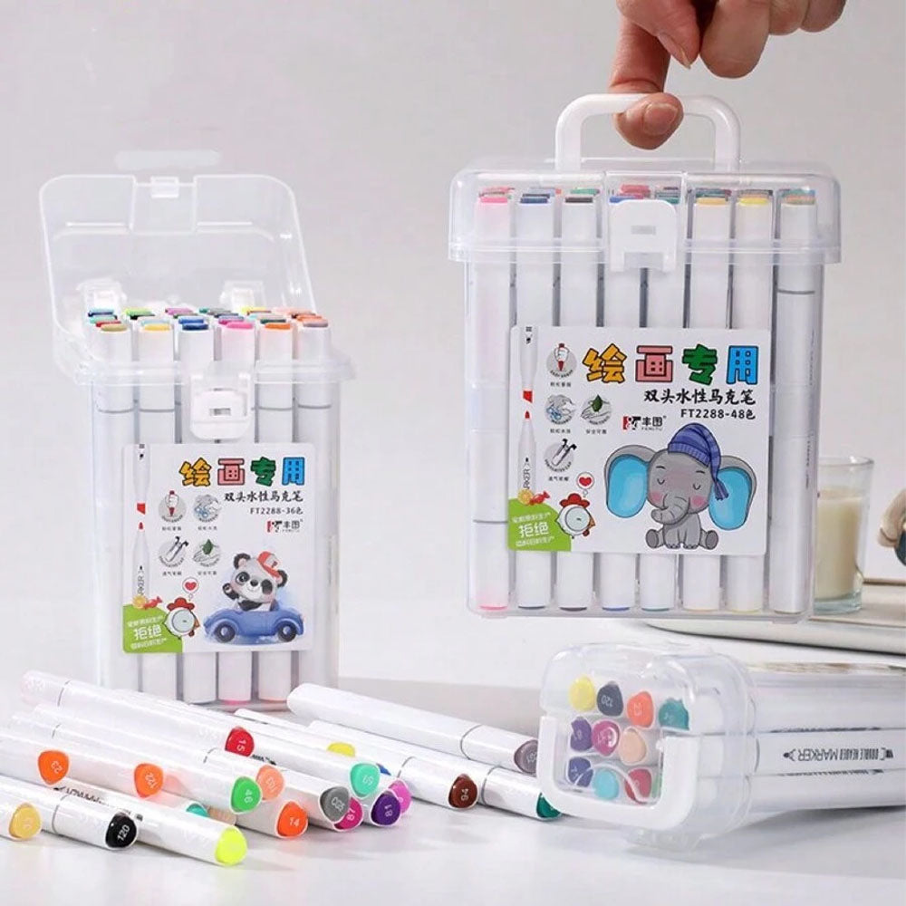 (Net) portable Double-headed marker pen Food grade water-based marker pen 24 pcs