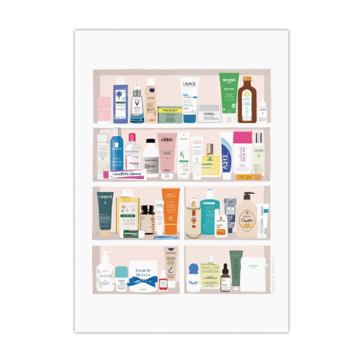 The French Pharmacy - A3 Poster Iconic Shelfie Illustration by Marine de Quénetain - Medaid International
