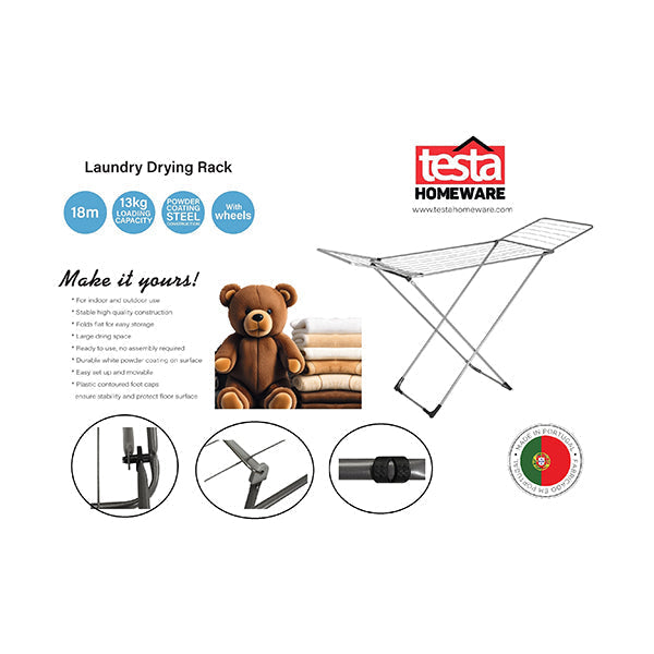 Testa Laundry Drying Rack 18M with Testa Steam Iron 2200W